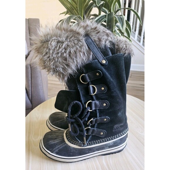 Sorel Joan of Arctic Women's Leather Winter Snow Boots - Black, US 7 - Picture 1 of 11